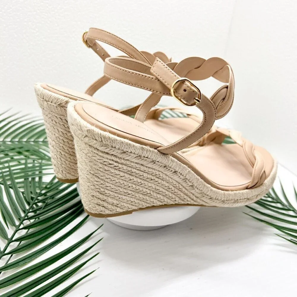 STUART WEITZMAN Twisted Patent Leather Espadrille Wedge Sandals Size 11B NWB